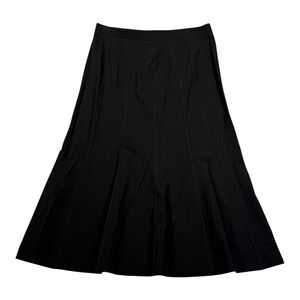 Eileen Fisher Skirt Womens Medium Petite Black Panelled Stretch Elastic Midi